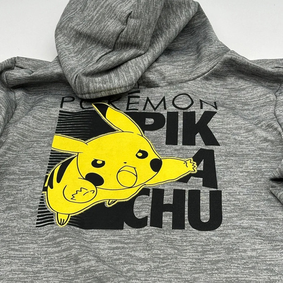 POKEMON PIKACHU Jumping Beans Youth Collectible Fleece Pullover Grey Size 12 - Picture 3 of 8